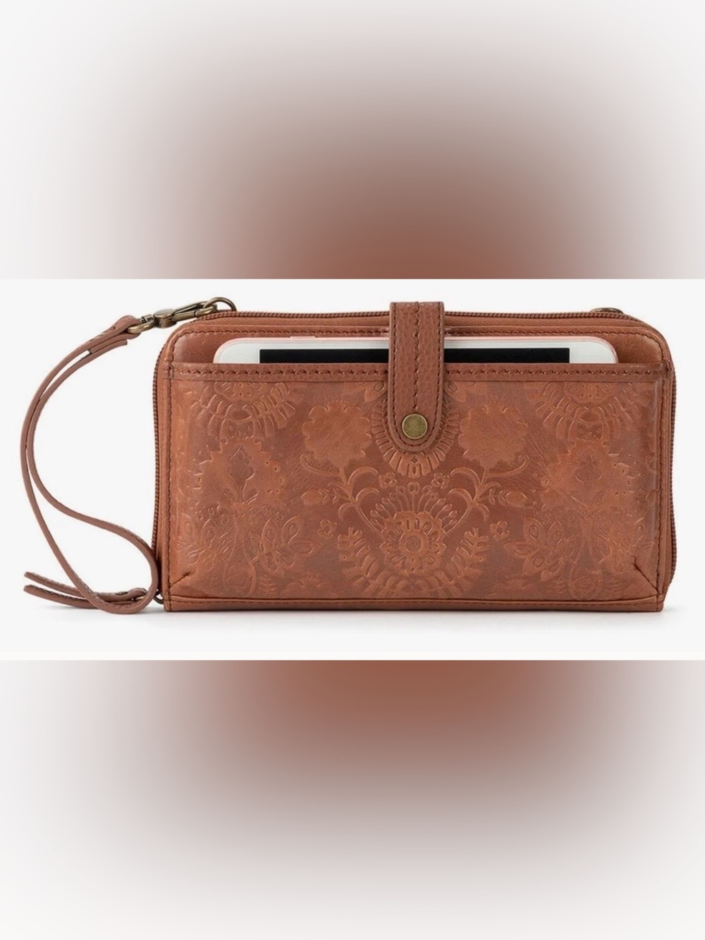 The Sak Iris Large Smartphone Wallet Crossbody in the Tobacco Floral